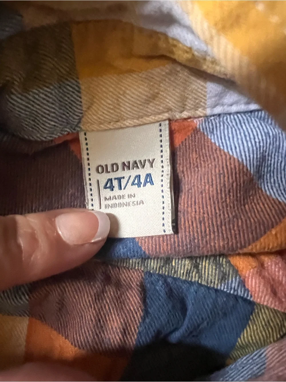 Old Navy Boys Orange Yellow Blue Plaid Button-Down Shirt